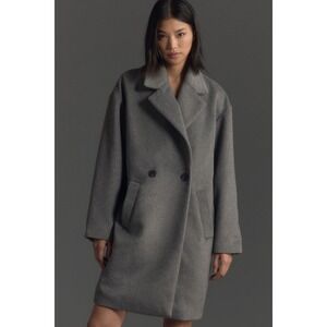 Maeve by Anthropologie‎ Relaxed Cocoon Coat Wool Blend Double Breasted Oversized